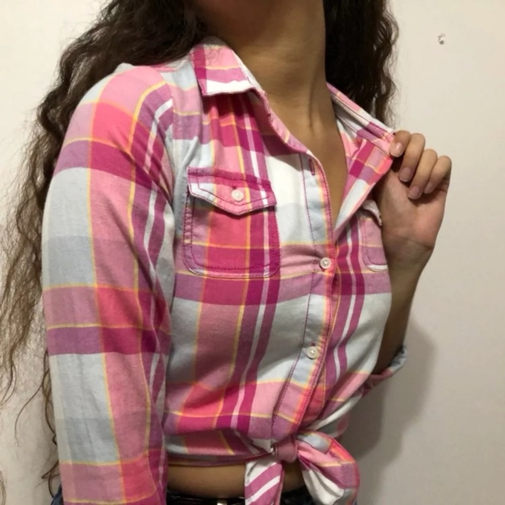 Pink Plaid Button Up